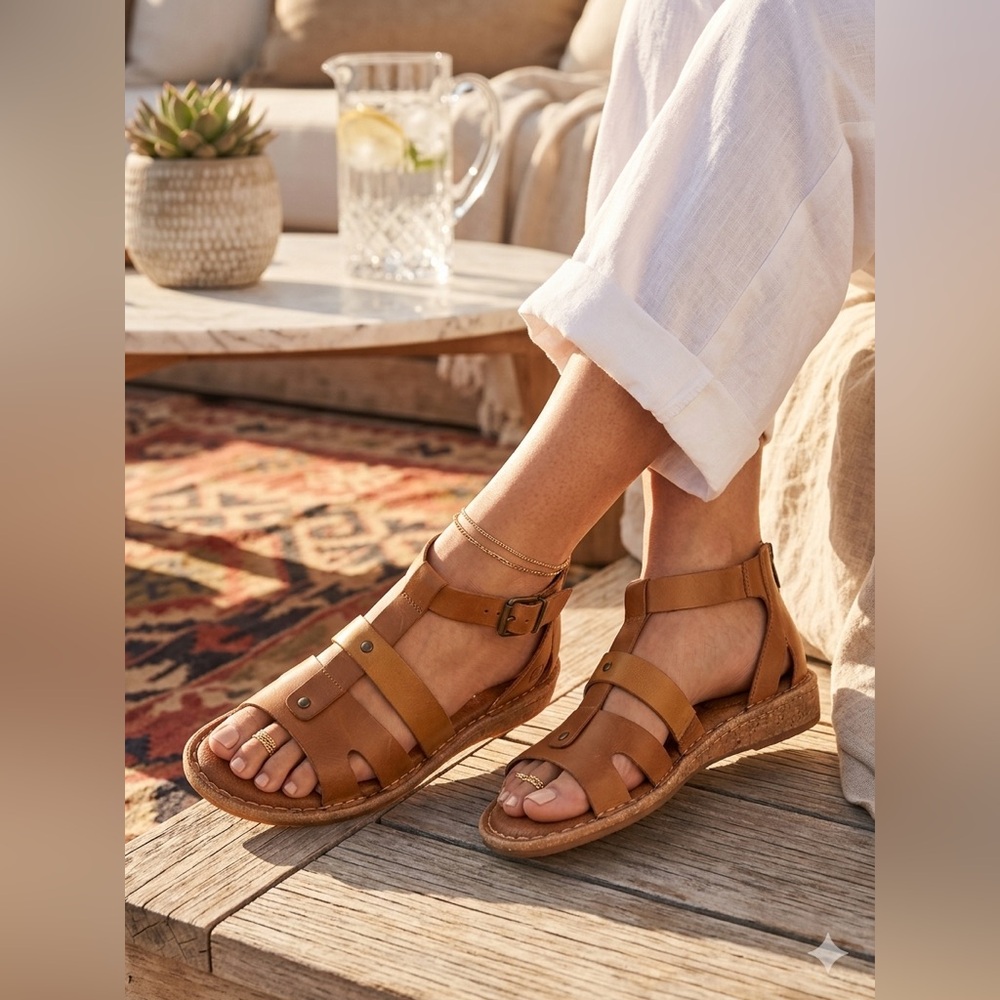 SIZE 8 Børn® NEW Tropi Leather Women’s Sandals in Orange Terracotta
